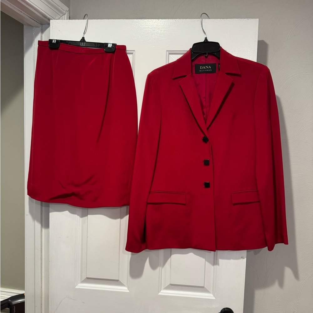 Dana Buchman Red Blazer and Skirt Set